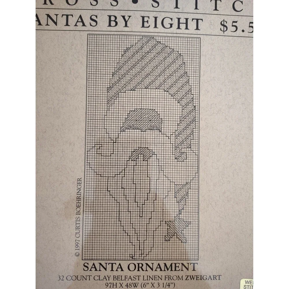 Curtis Boehringer SANTAS BY EIGHT Cross Stitch Pattern Booklet Vintage 1997 OOP